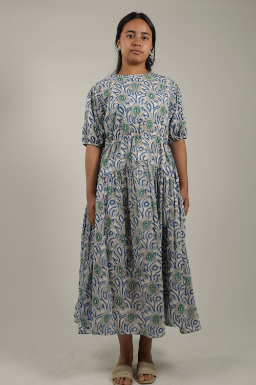 Blue/White Dress Blue Mirage- Front- Tzipor