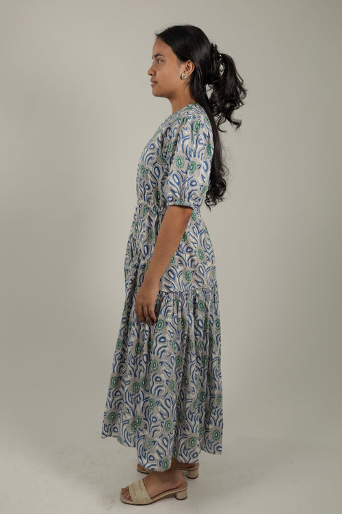 Blue/White Dress Blue Mirage-Side - Tzipor