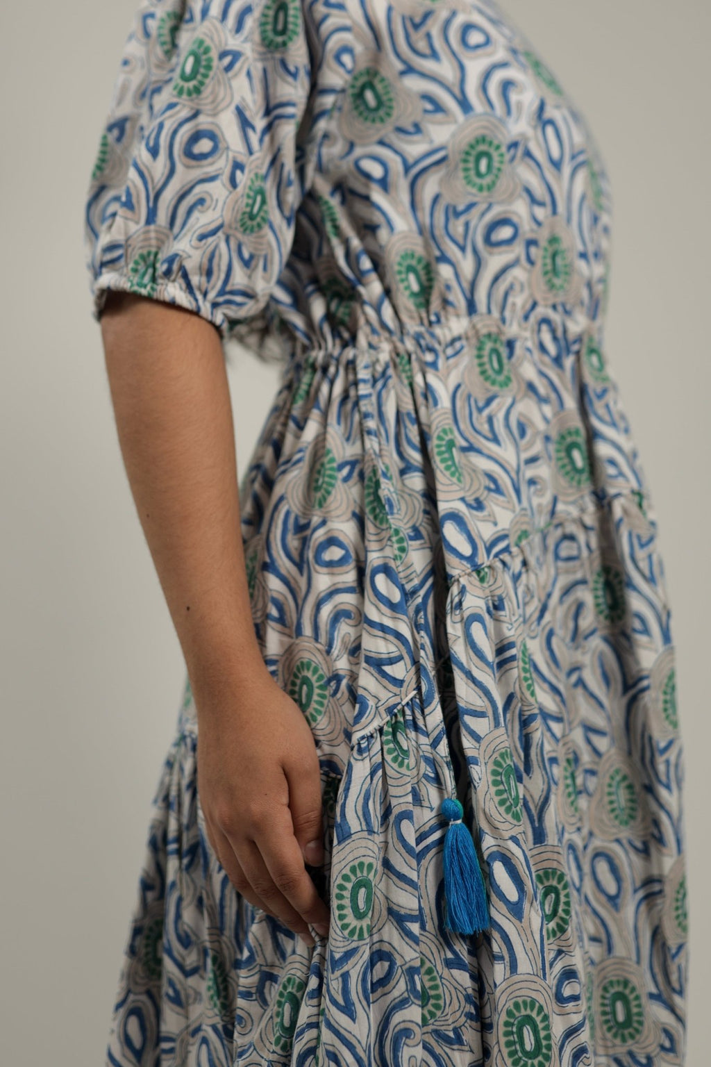 Blue/White Dress Blue Mirage - Details- Tzipor