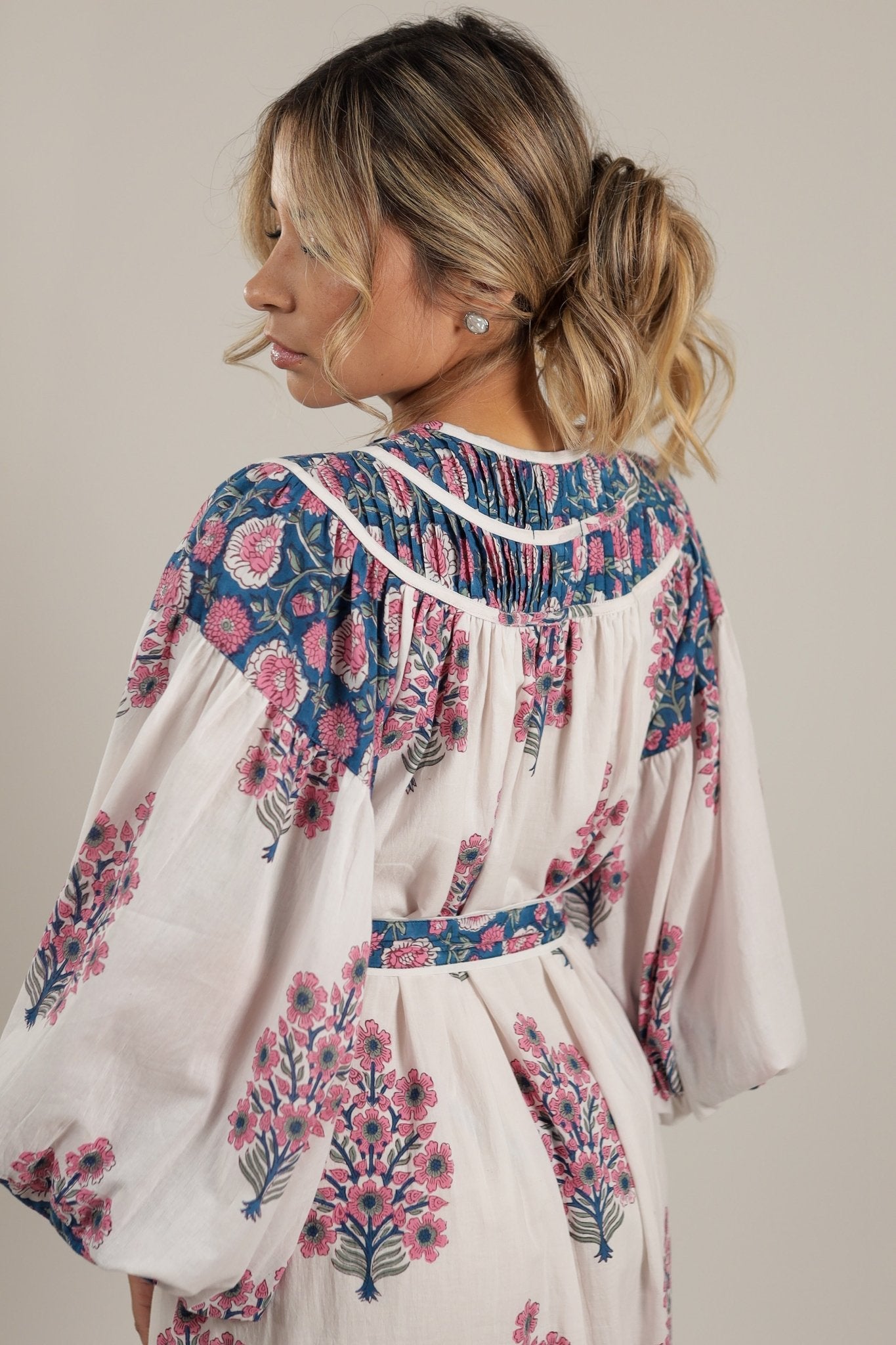 Beautiful Dress with Flowers Bluebell Garden Dress -Back- Tzipor