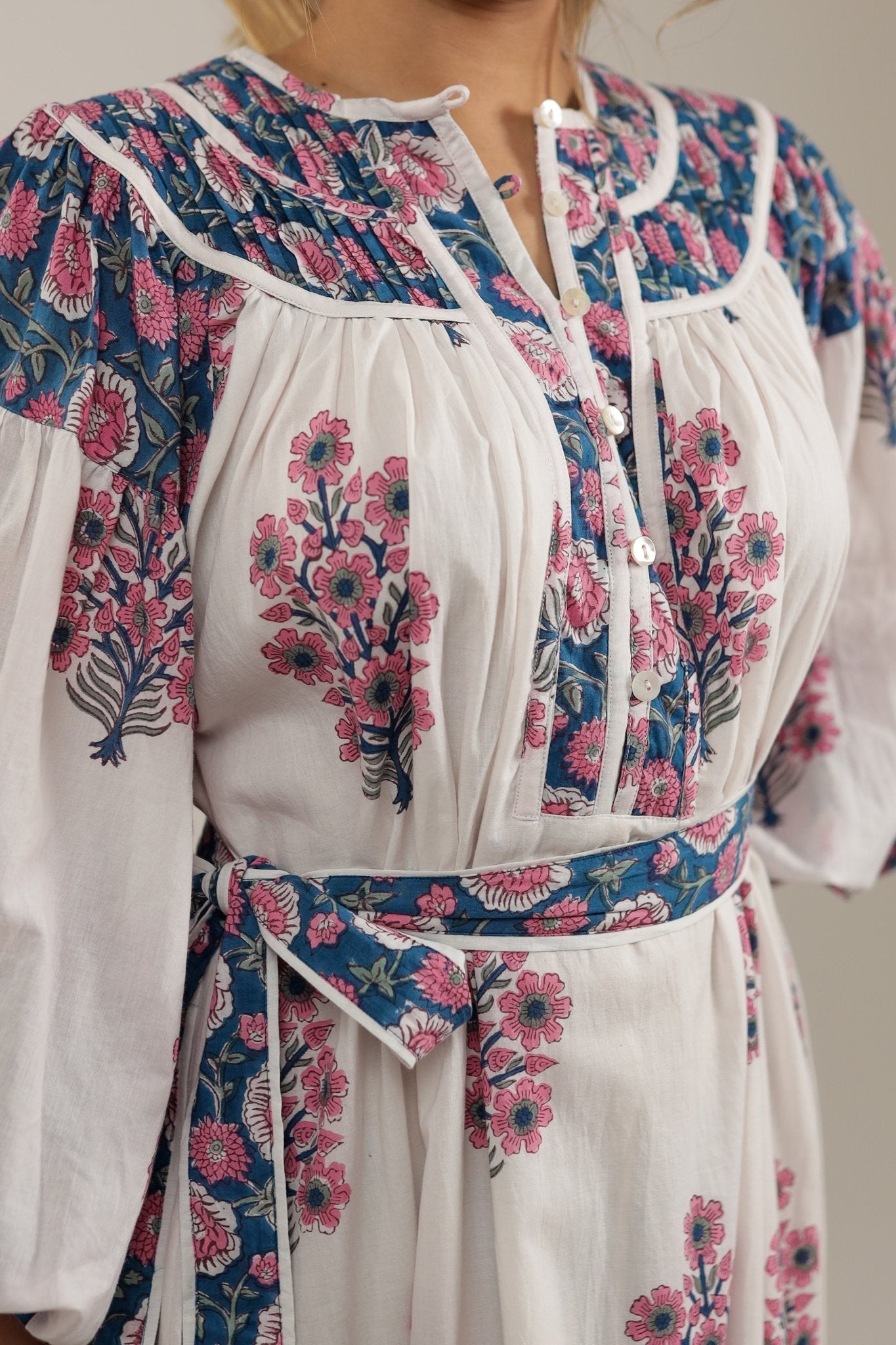 Beautiful Dress with Flowers Bluebell Garden Dress -Front/Details- Tzipor
