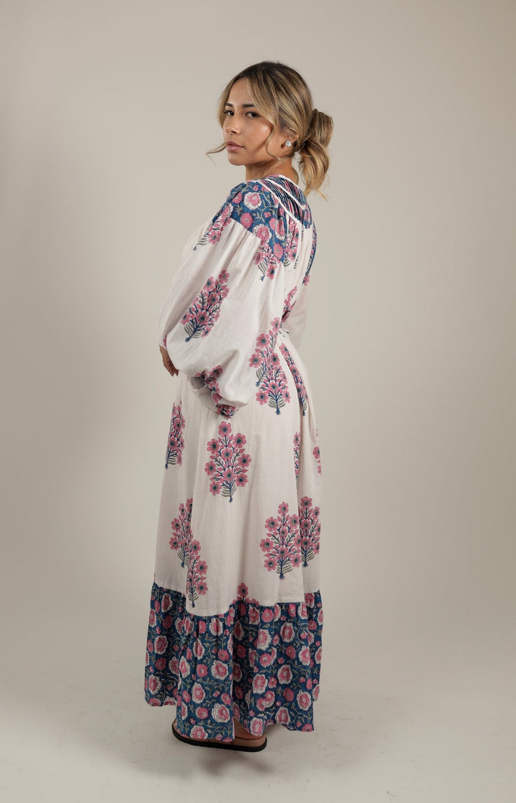 Beautiful Dress with Flowers Bluebell Garden Dress -Side- Tzipor