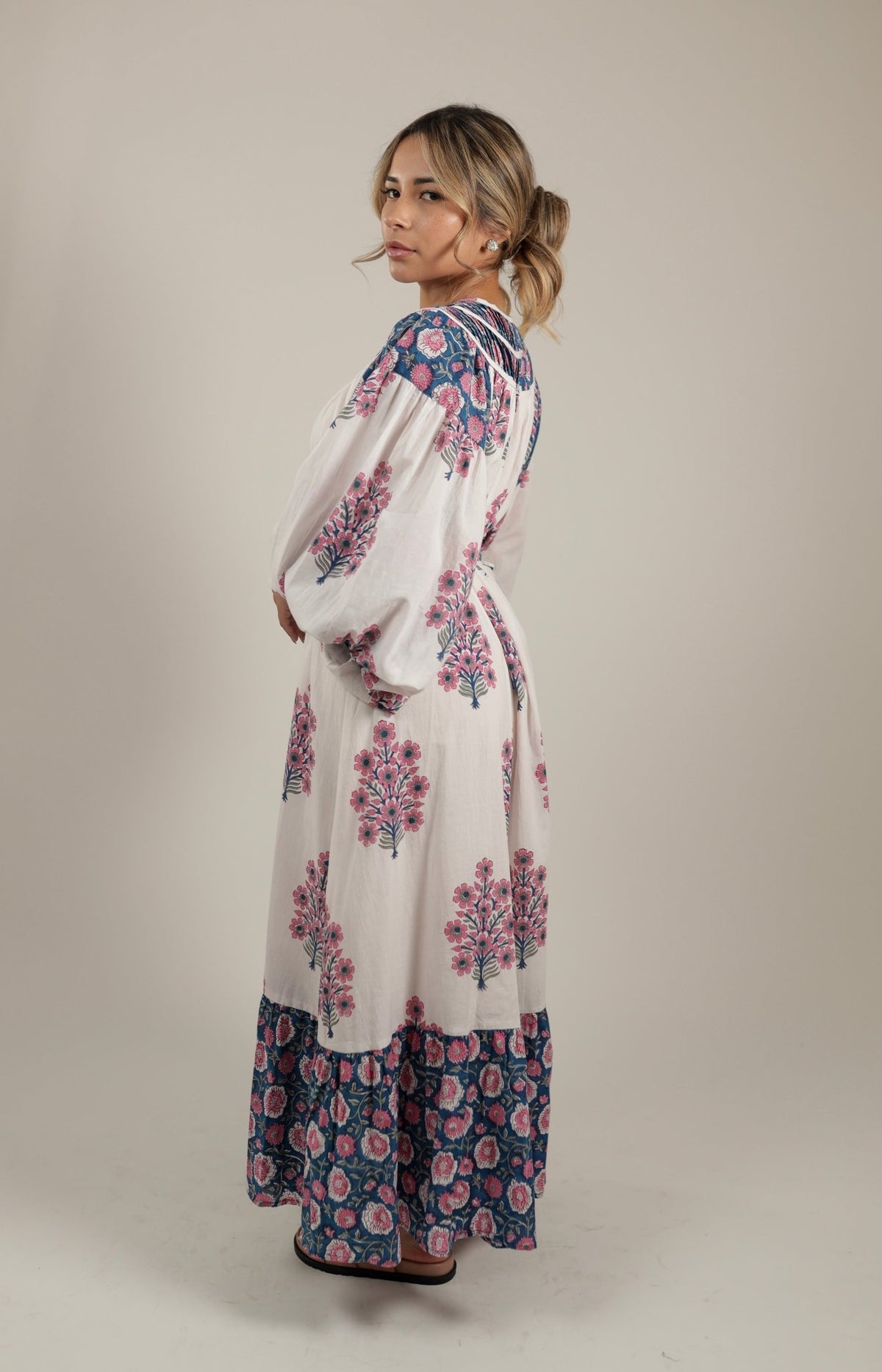 Beautiful Dress with Flowers Bluebell Garden Dress -Side- Tzipor