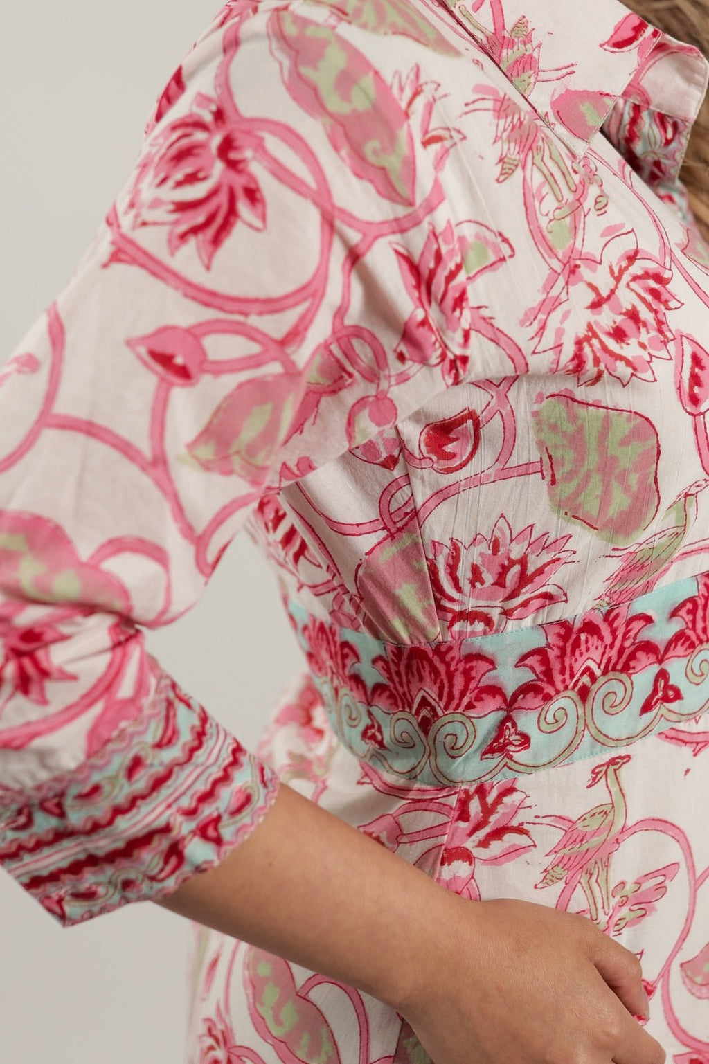 Beautiful Dress with Pink Flowers Blush Petals -Details- Tzipor