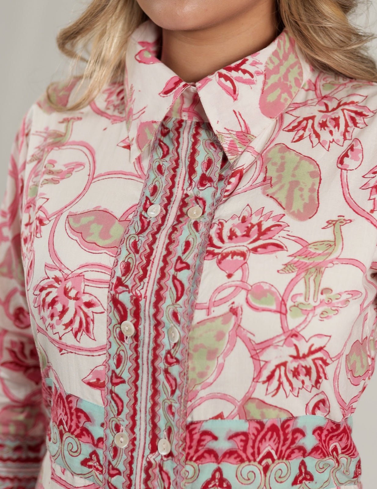 Beautiful Dress with Pink Flowers Blush Petals -Details- Tzipor