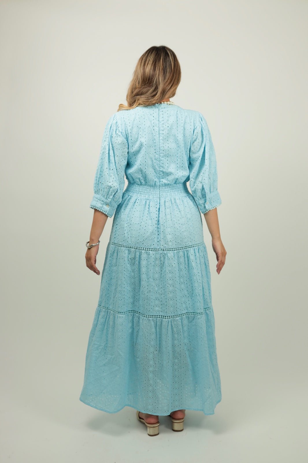 Blue Elegant Dress Aqua Mist -Back- Tzipor