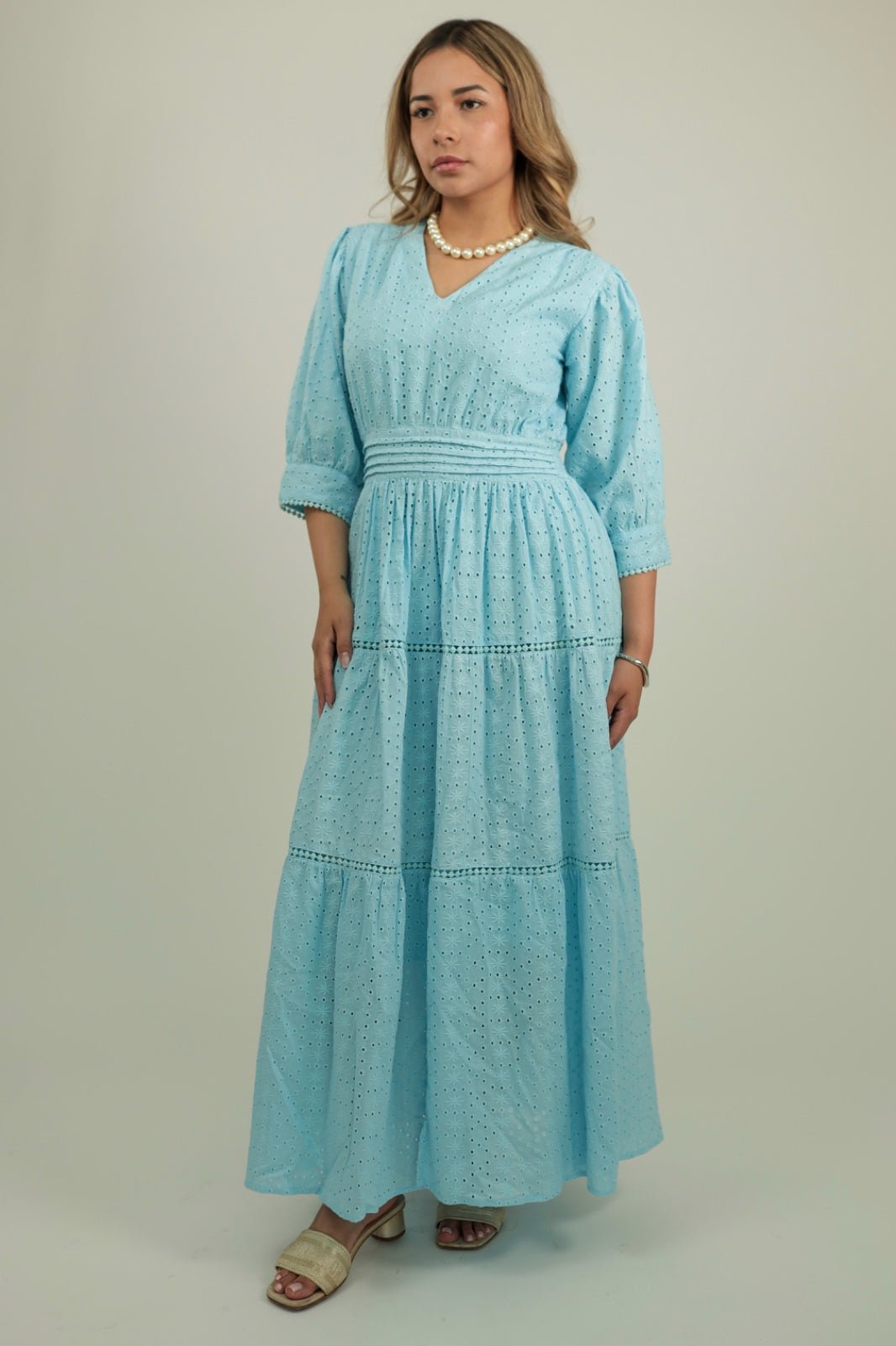 Blue Elegant Dress Aqua Mist -Front- Tzipor