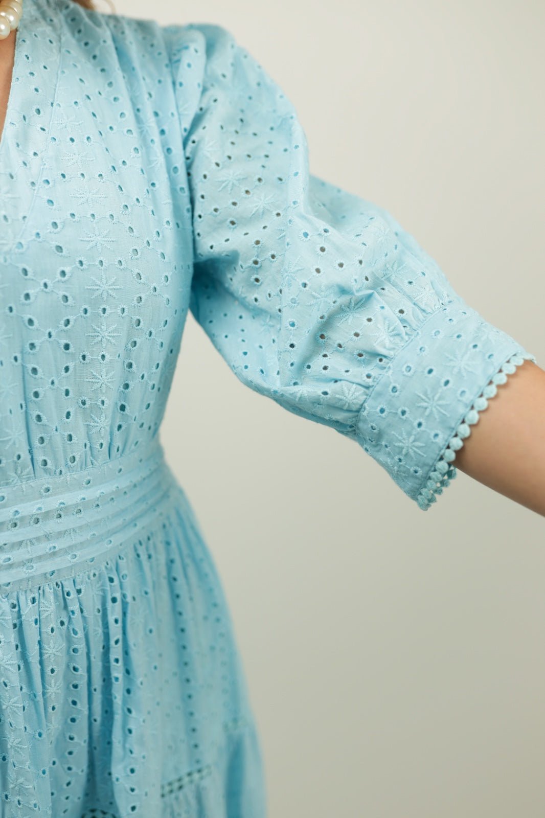Blue Elegant Dress Aqua Mist -Details- Tzipor