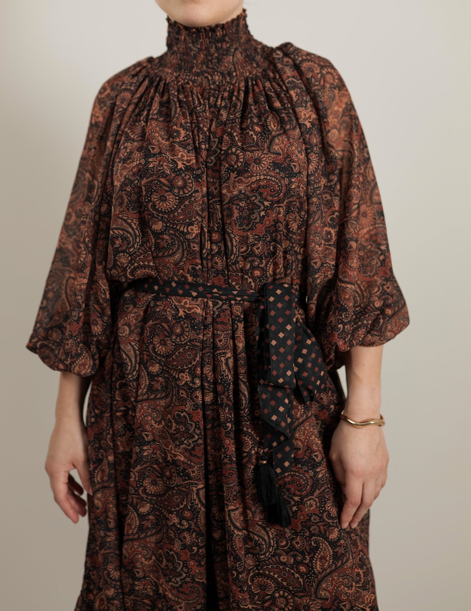 Elegant modern Dark Dress Dark Bloom Chiffon Maxi Dress -Details- Tzipor