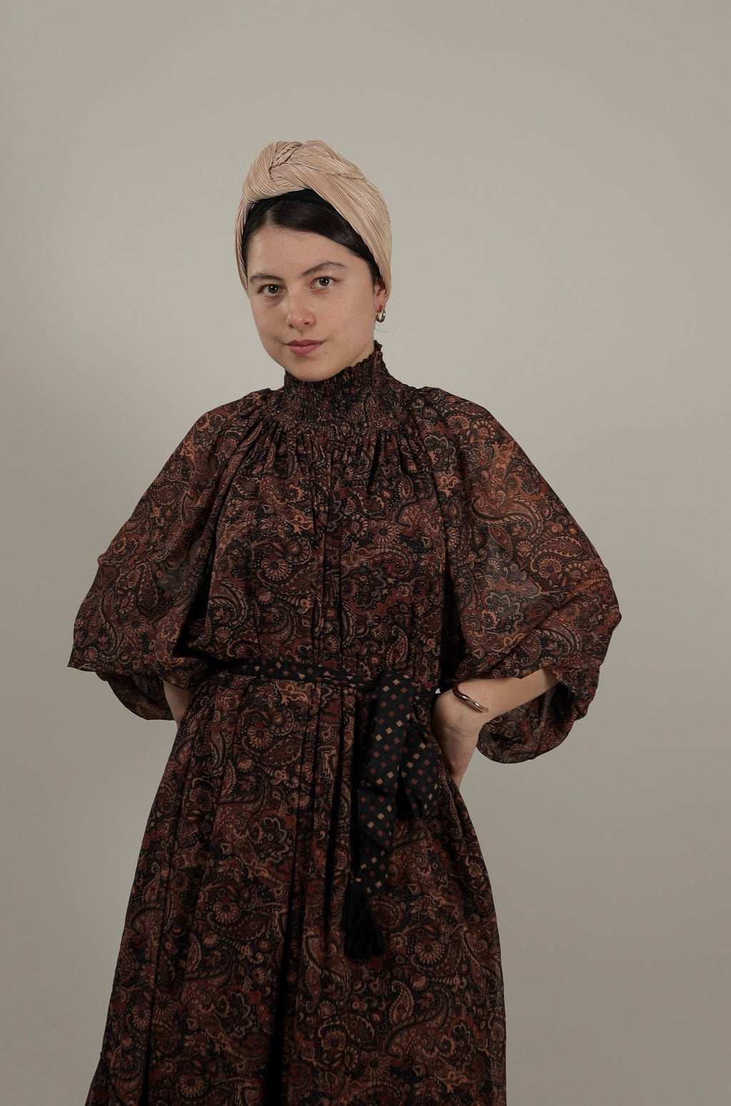 Elegant modern Dark Dress Dark Bloom Chiffon Maxi Dress -Front- Tzipor