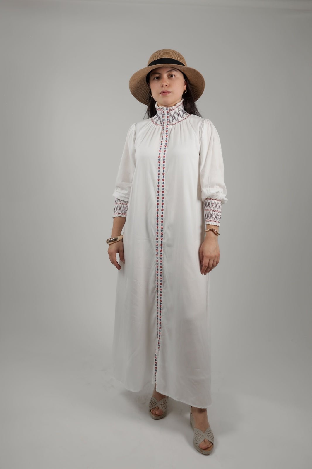 Turtleneck White Dress Pure Heritage -Front- Tzipor
