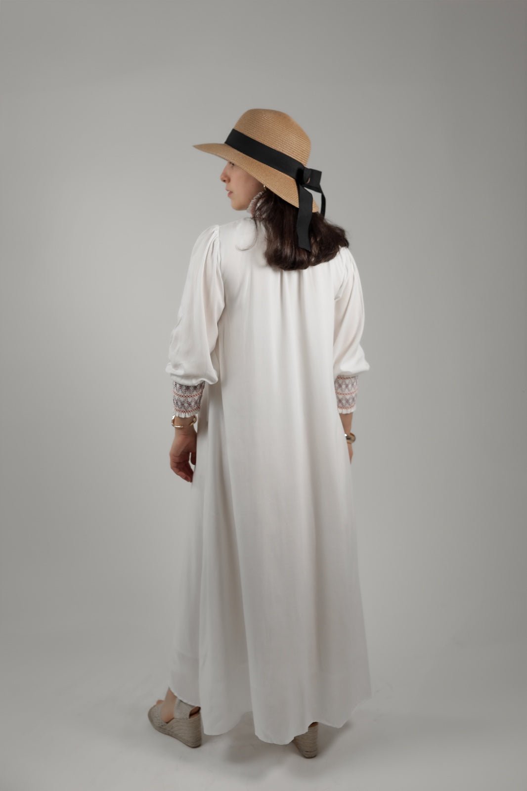 Turtleneck White Dress Pure Heritage-Back- Tzipor